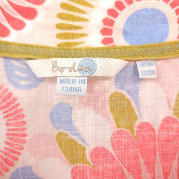 Boden 100% linen kaftan tunic shift dress Size 10 floral beach coastal cruise - Picture 5 of 9